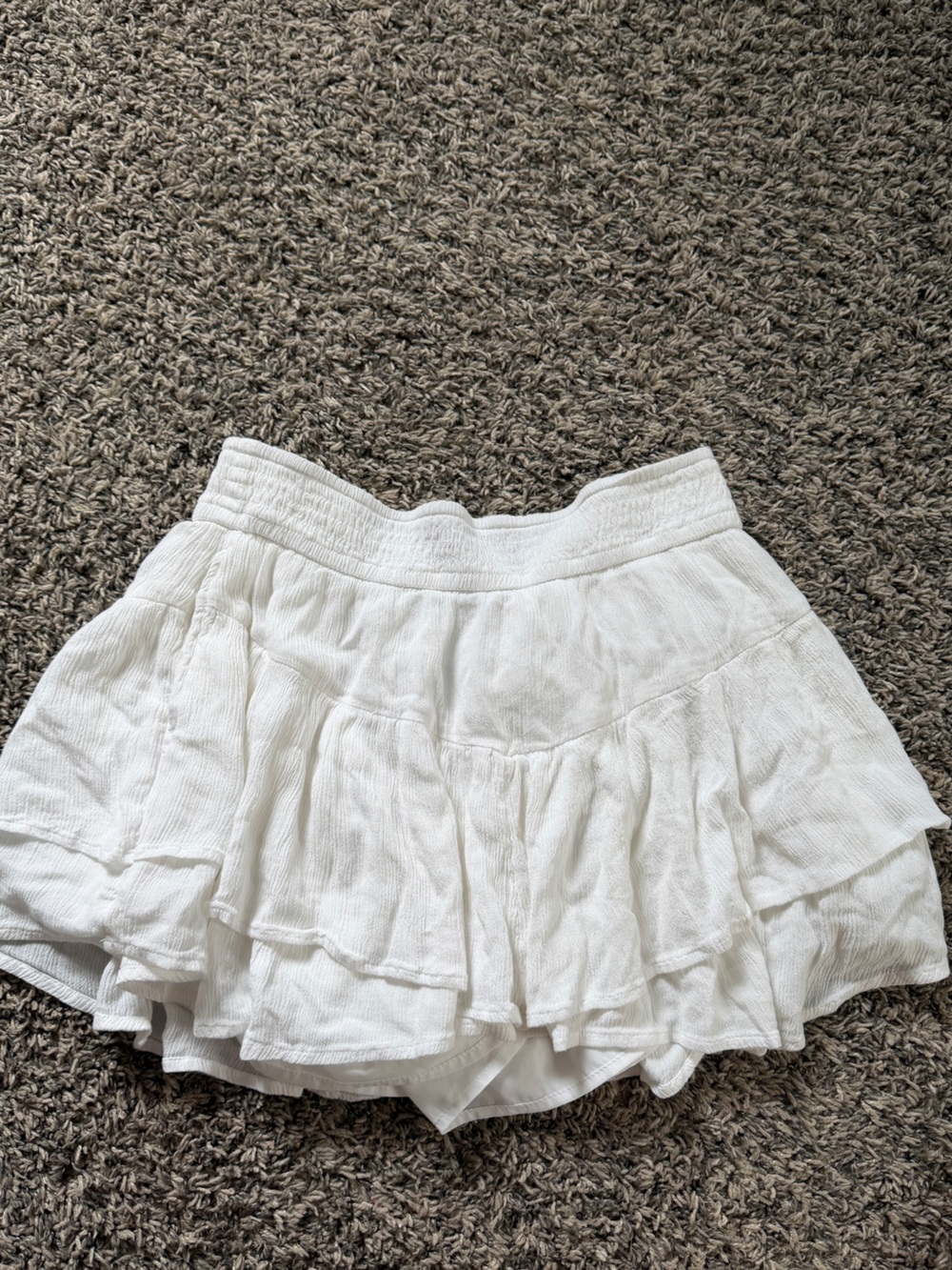 White Ruffled Mini Skirt - Flowy Layered Design